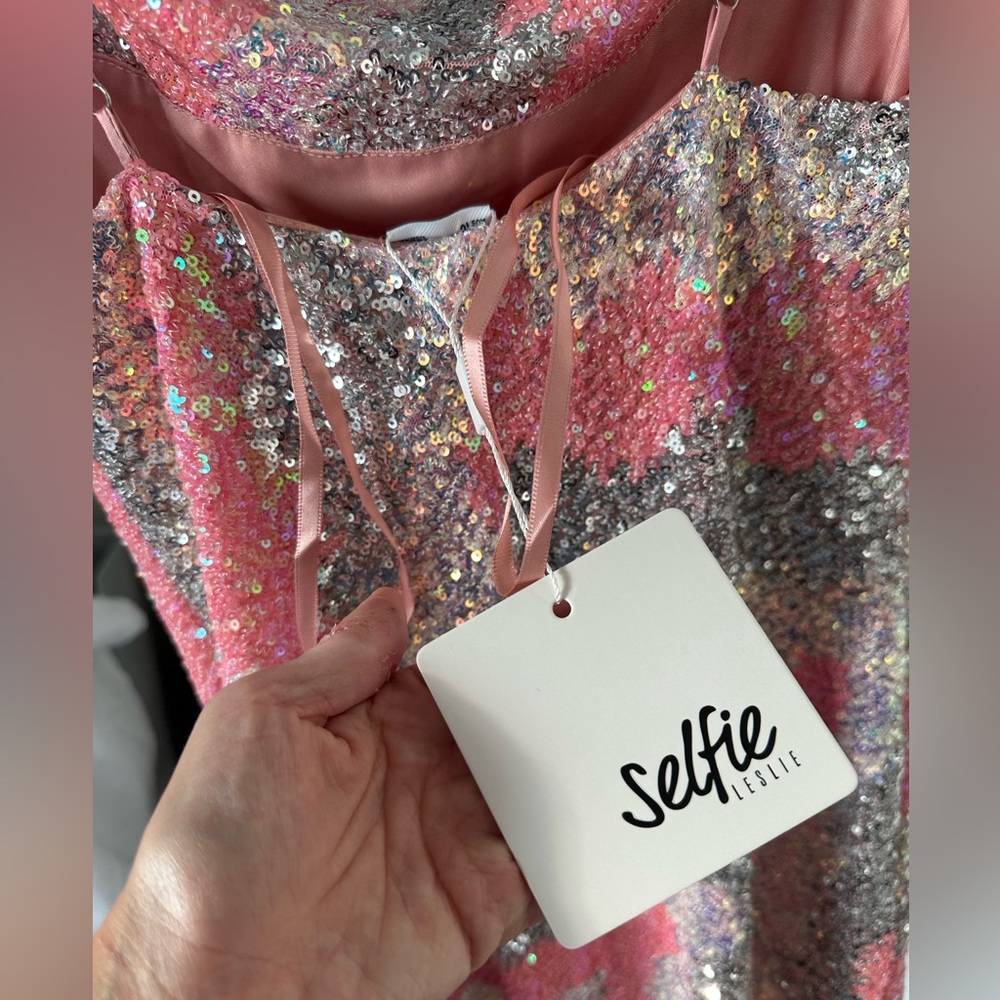 NWT Sequin Cowl Neck Mini Dresss - Picture 12 of 17